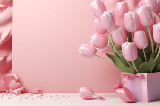 Delicate Mother day flower vase. Mom card. Generate Ai