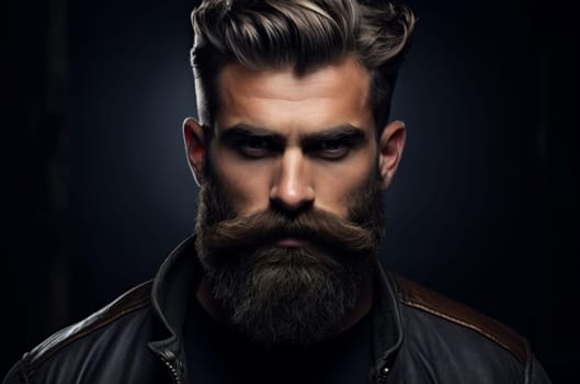 Well-defined Model beard man. Beauty portrait. Generate Ai