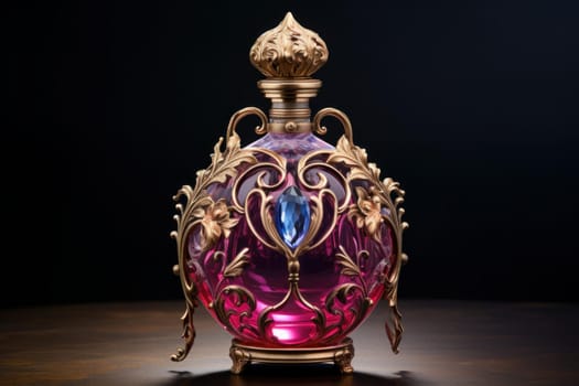 Ornate Perfume bottle. Glass spray beauty. Generate Ai