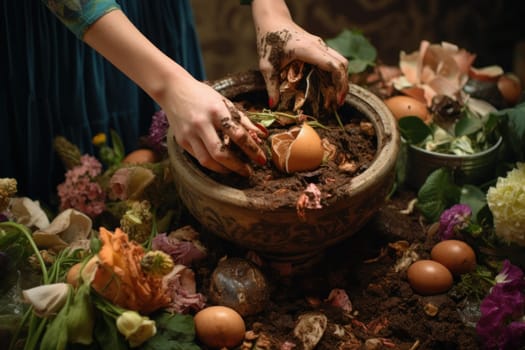 Organic Composting food waste. Food scrap. Generate Ai