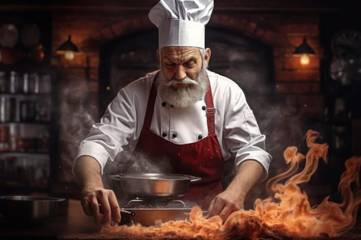 Creative Person chef cooking. Hotel cuisine work. Generate Ai