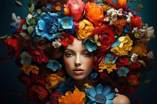 Aromatic Person flower bouquet. Floral gift. Generate Ai