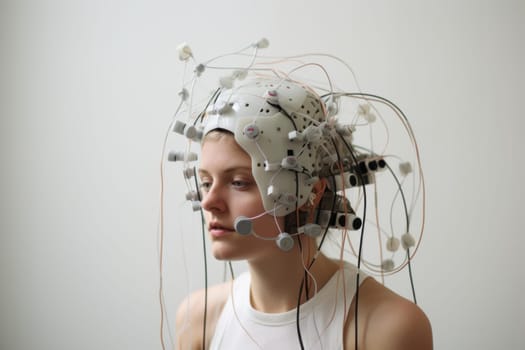 Non-invasive Eeg sensor brain. Test care. Generate Ai