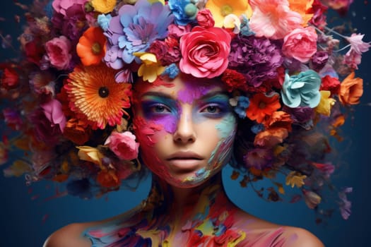 Delicate Person flower bouquet. Floral gift. Generate Ai
