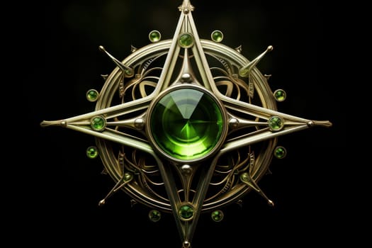 Enigmatic Peridot chaos symbol. Sky design. Generate Ai