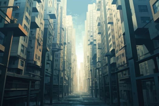 Vast Perspective buildings. Corporate architecture office. Generate Ai