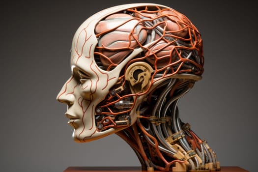 Person head neural. Brain future. Generate Ai