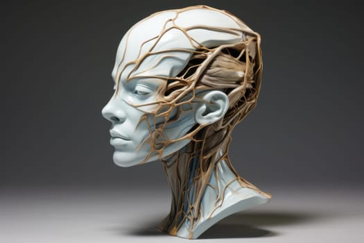 Intricate Person head neural. Brain future. Generate Ai