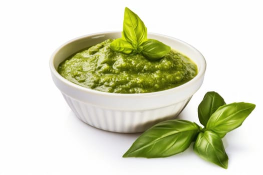Savory Pesto sauce basil jar. Fresh organic oil. Generate Ai