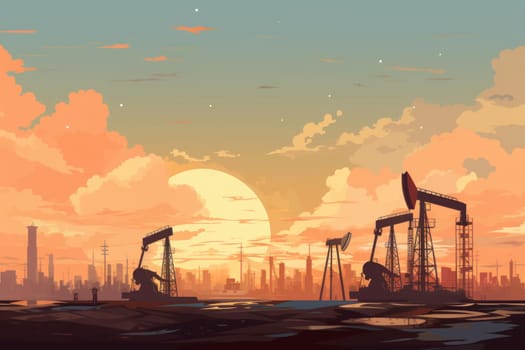 Dark Petroleum barrel background. Factory wave. Generate Ai