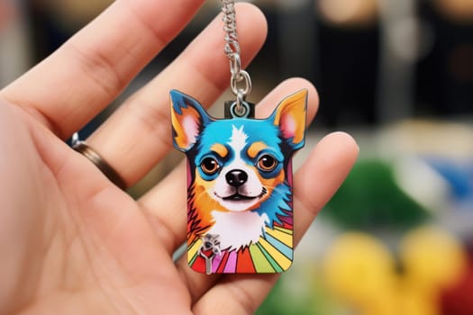 Engraved Pet golden necklace tag banner. Three different metals of shape for your lovely pet. Generate Ai