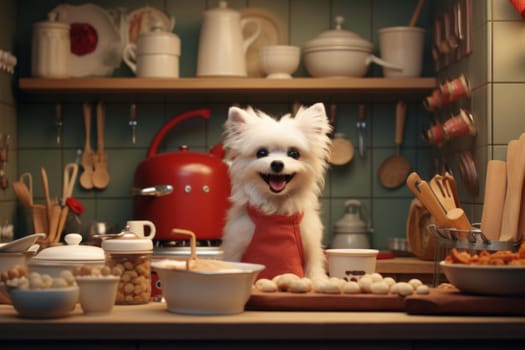 Functional Pet food pot kitchen. Meat canine. Generate Ai