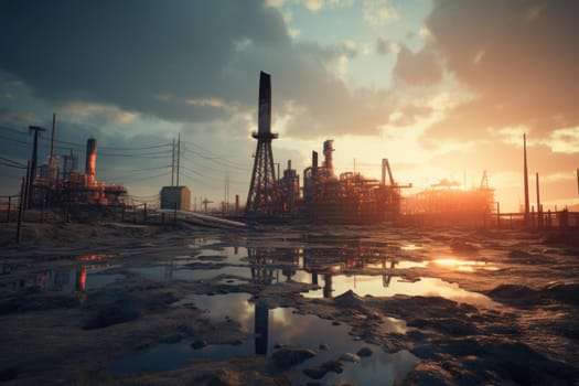 Industrial Petroleum production factory. Chemical steel. Generate Ai