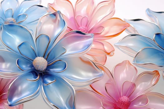 Flowers crystal sphere. Water moss grass. Generate Ai