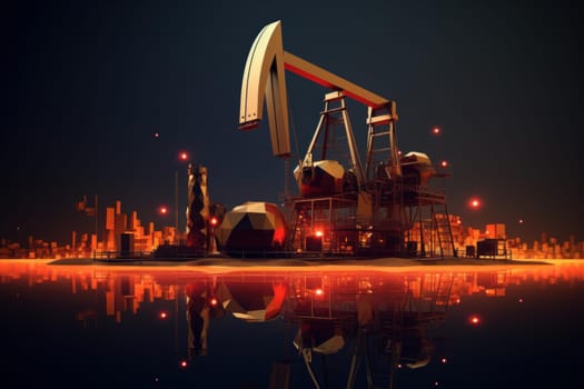 Metallic Petroleum barrel background. Factory wave. Generate Ai