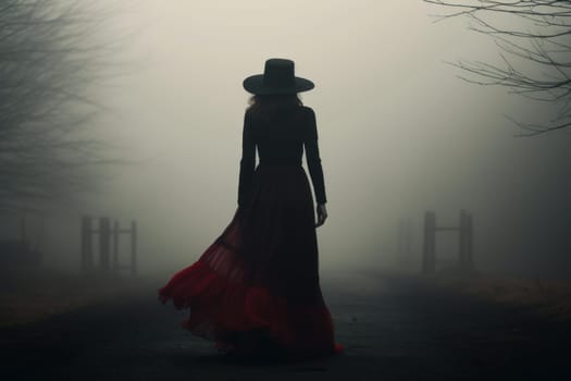 Ethereal Photo woman fog face. Female dark light. Generate Ai