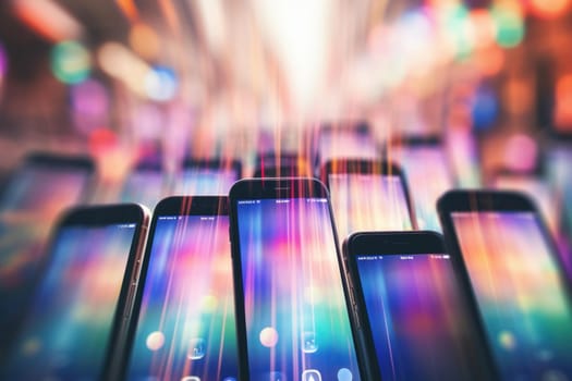 Hazy Phones blurred. App cellphone sms. Generate Ai