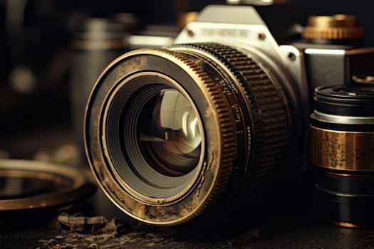 Antiquated Photo lens old. Look digital film. Generate Ai