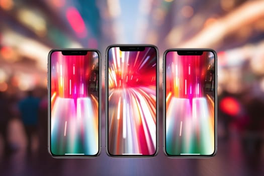 Phones blurred. App cellphone sms. Generate Ai