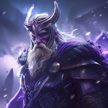Artistic depiction of a Viking sorcerer with glowing runes and ethereal energy