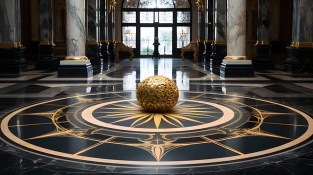 Illustration of luxury marble floor picture. The colors gold and light yellow mixed with black are perfect and convey the importance of art in various aspects, aesthetics, creating depth and privacy.