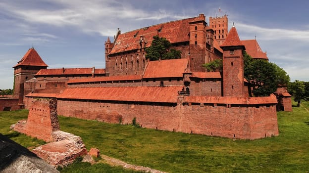The worlds largest castle by area, the medieval Malbork Castle - or Marienburg - in Poland.