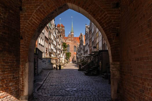 View through Mariacka Gate to the Mariacka Street with it's old trading houses in Gdansk