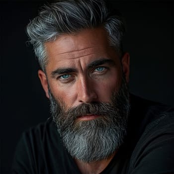 portrait of a tanned, gray-haired man with a piercing gaze