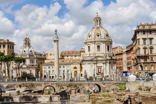 Rome, Italy - June 11, 2012: The eternal city of Rome, Roman streets and buildings, modern and ancient architecture of Rome.