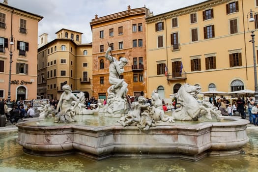 Rome, Italy - June 11, 2012: The eternal city of Rome, Roman streets and buildings, modern and ancient architecture of Rome.
