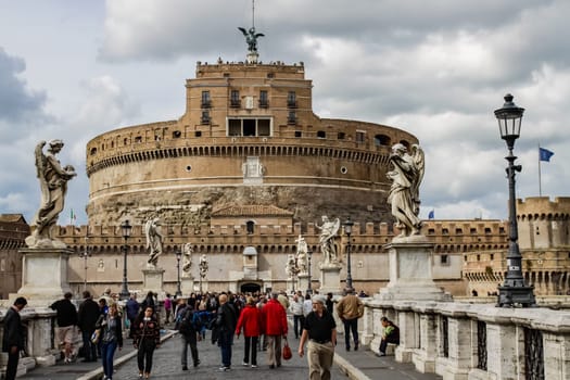 Rome, Italy - June 11, 2012: The eternal city of Rome, Roman streets and buildings, modern and ancient architecture of Rome.