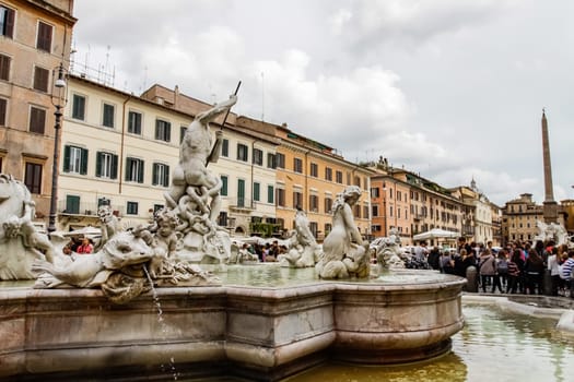Rome, Italy - June 11, 2012: The eternal city of Rome, Roman streets and buildings, modern and ancient architecture of Rome.