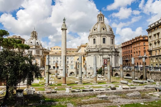 Rome, Italy - June 11, 2012: The eternal city of Rome, Roman streets and buildings, modern and ancient architecture of Rome.