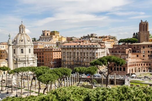 Rome, Italy - June 11, 2012: The eternal city of Rome, Roman streets and buildings, modern and ancient architecture of Rome.