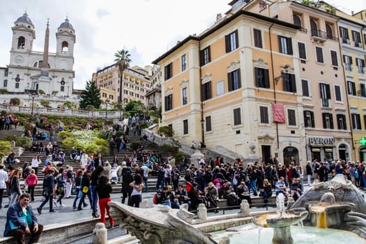 Rome, Italy - June 11, 2012: The eternal city of Rome, Roman streets and buildings, modern and ancient architecture of Rome.