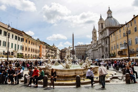 Rome, Italy - June 11, 2012: The eternal city of Rome, Roman streets and buildings, modern and ancient architecture of Rome.