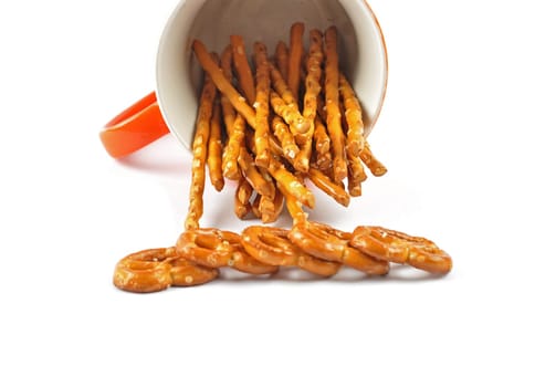 Savory snacks on a white background