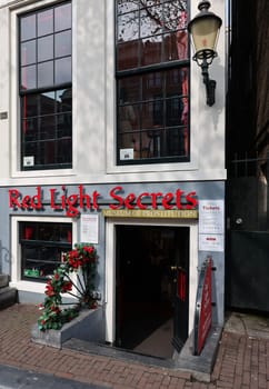 Amsterdam, Netherlands - April 21, 2023: Red Light Secrets Museum of Prostitution, Amsterdam, Holland