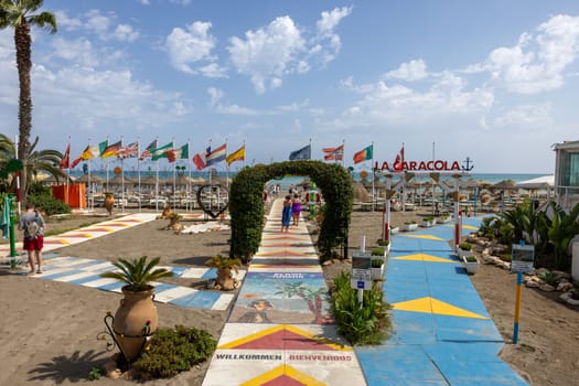 Torremolinos, Spain - September 15, 2023: View of  La caracola beach in Torremolinos, Malaga, Costa del Sol, Spain