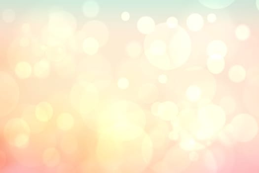 Abstract blurred fresh vivid spring summer light delicate yellow pink green orange bokeh background texture with bright circular soft color lights. Beautiful backdrop illustration.