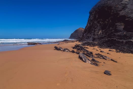 Beautiful empty beach in Algarve west coast, Portugal