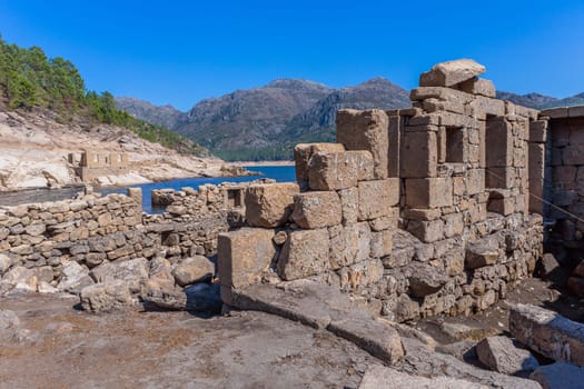 Old ruins of Vilarinho das Furnas, was a village, located in Campo de Geres, Terras de Bouro, on margins of River Homem, in 1972, it was intentionally submerged.