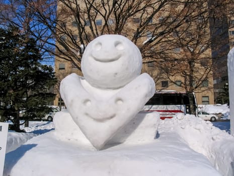 Sapporo, Japan - January 10, 2017: Snow sculptures in winter. Creative from ice and snow. Festival of snow sculptures on the streets of Sapporo
