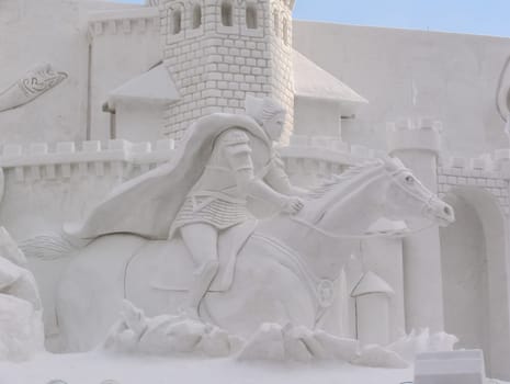 Sapporo, Japan - January 10, 2017: Snow sculptures in winter. Creative from ice and snow. Festival of snow sculptures on the streets of Sapporo
