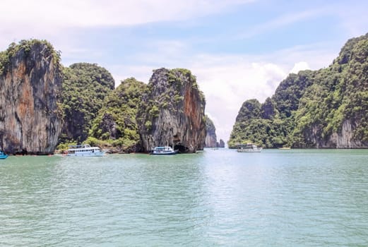 Thailand, the island of Phuket. Rocks off the coast of the sea.