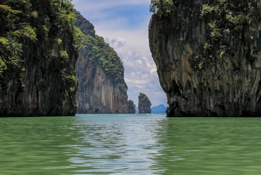 Thailand, the island of Phuket. Rocks off the coast of the sea.