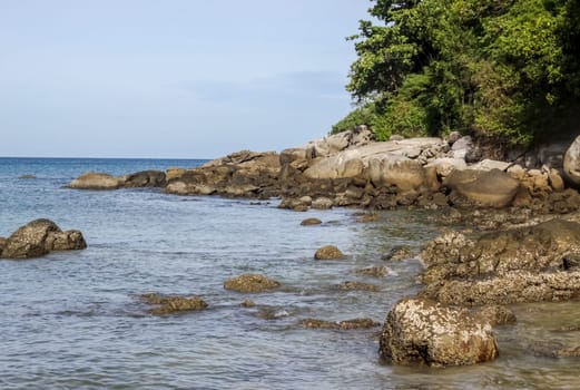Thailand, the island of Phuket. Rocks off the coast of the sea.