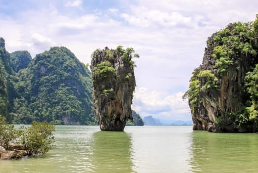 Thailand, the island of Phuket. Rocks off the coast of the sea.