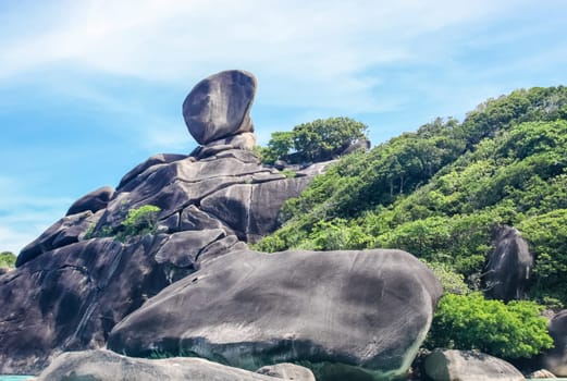 Thailand, the island of Phuket. Rocks off the coast of the sea.