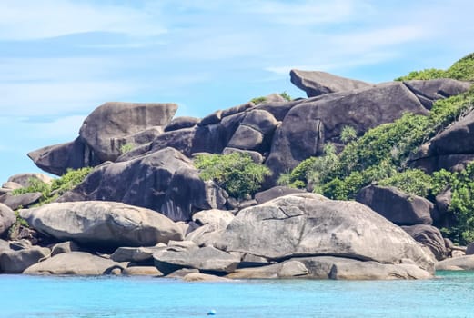 Thailand, the island of Phuket. Rocks off the coast of the sea.